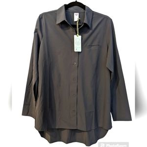 Te Verde Travel ‎ Commute Button Down Shirt Blouse Small Gray